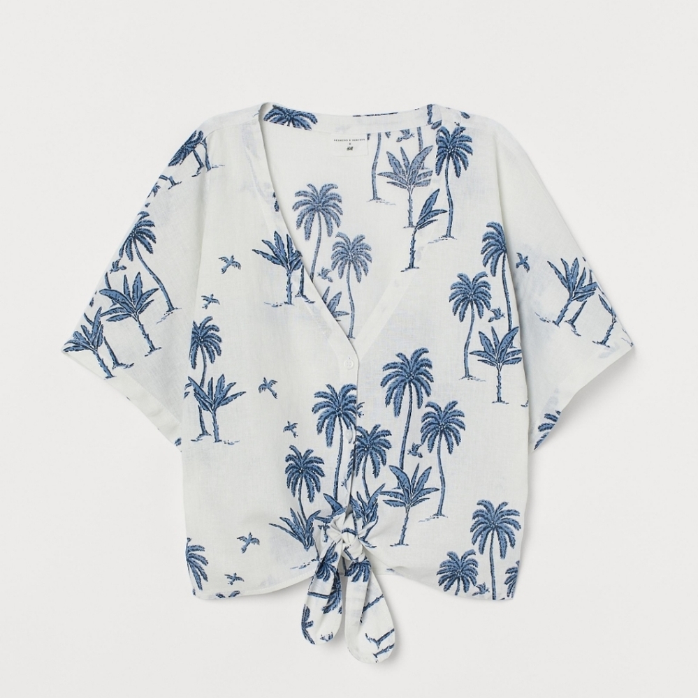H&M Short-sleeve Palm Tree Woman's Blouse